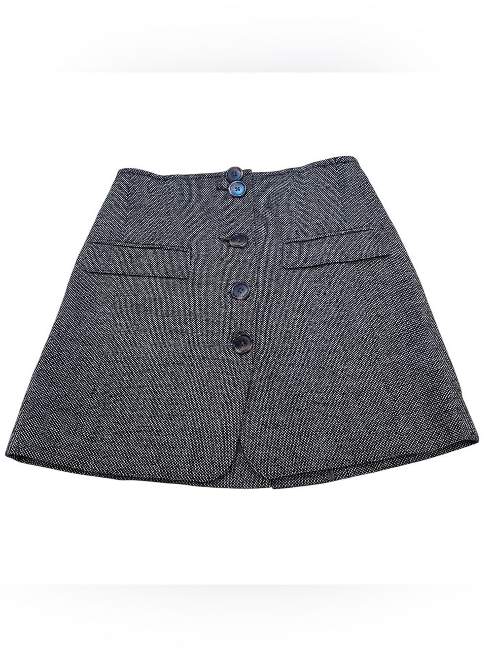 Virgin Wool Cashmere Silk Blend Tweed Mini Skirt EU 36 US 4 Button Front Capsule